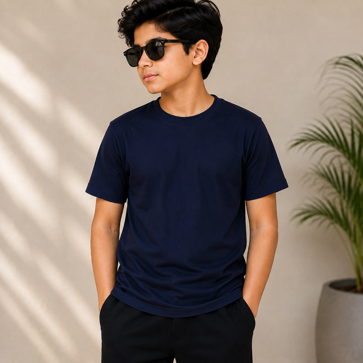 Premium Navy Blue Half Sleeve T-Shirt for Boys | Casual Kids Wear 36