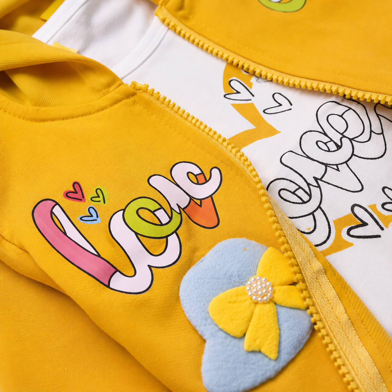 Girls Cozy Love Printed Hoodie & Jogger Set 2421