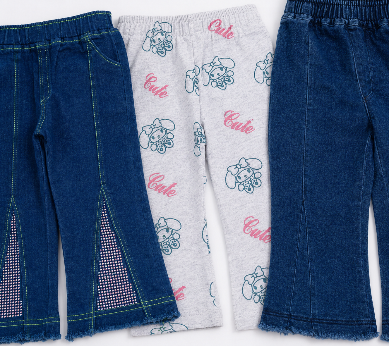 Girls T-Shirt & Bottom Set – Pack of 3 (Multicolors)
