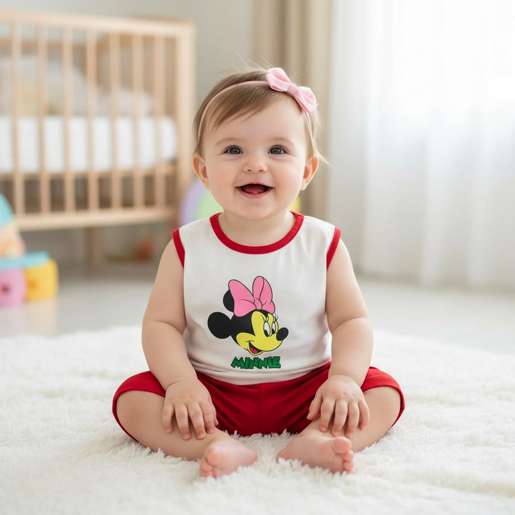Cute Cartoon Printed Sleeveless Summer Outfit for Girls