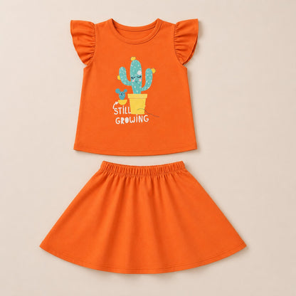 Baby Girls Flutter Sleeve Top & Skirt Set –