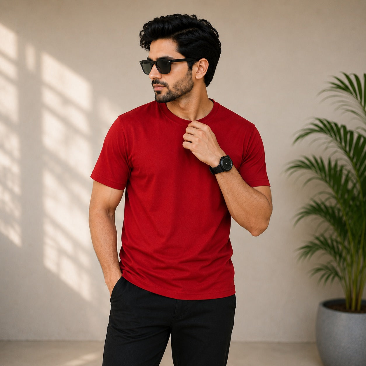 Men's Solid Round Neck Half Sleeve T-Shirt