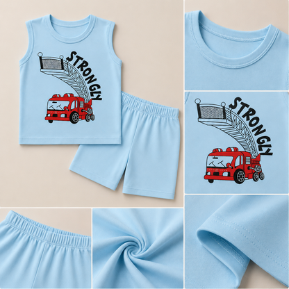 Kids Fire Truck Sleeveless Summer Co-Ord Set EB-280