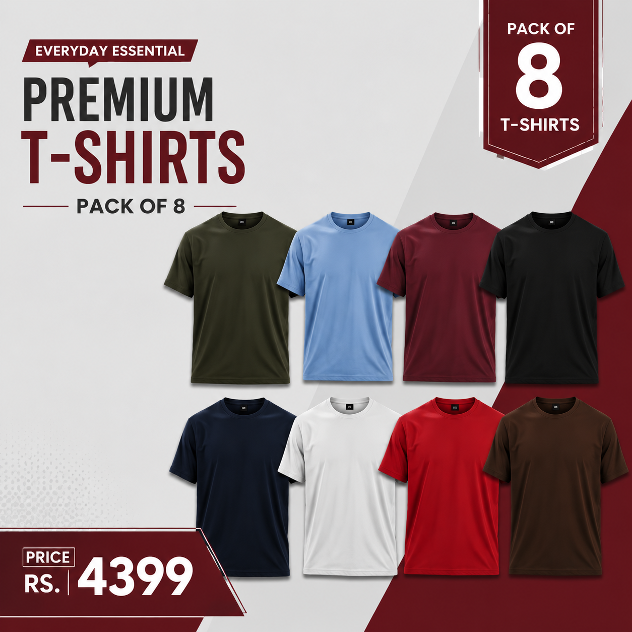 Premium T-Shirts Pack of 8 | Soft, Breathable & Stylish Everyday Wear 4567