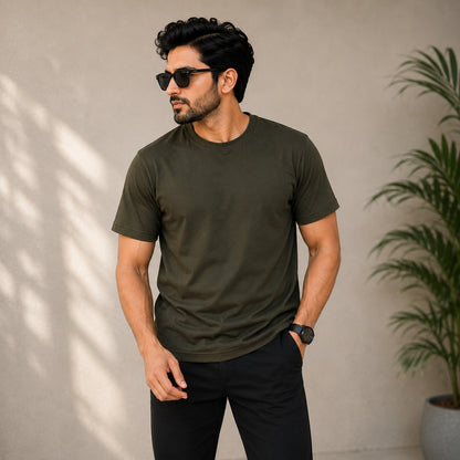 Men's Solid Round Neck Half Sleeve T-Shirt