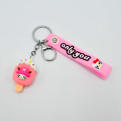 Cute Ice Cream Keychain with Rubber Strap (JB-06)