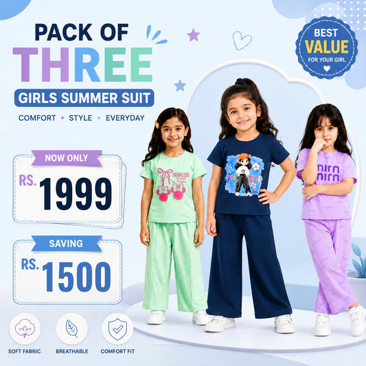 Girls 3-Piece Summer Outfit Set | Cute, Soft & Everyday Wear