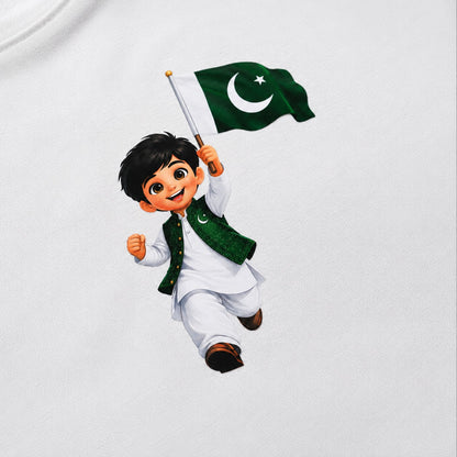 14 August Pakistan Flag Kids T-Shirt | Fine Jersey Independence Day Tee (EB 303)