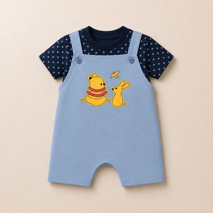 2pcs Baby Boys Romper Set – Bear & Bunny Friends