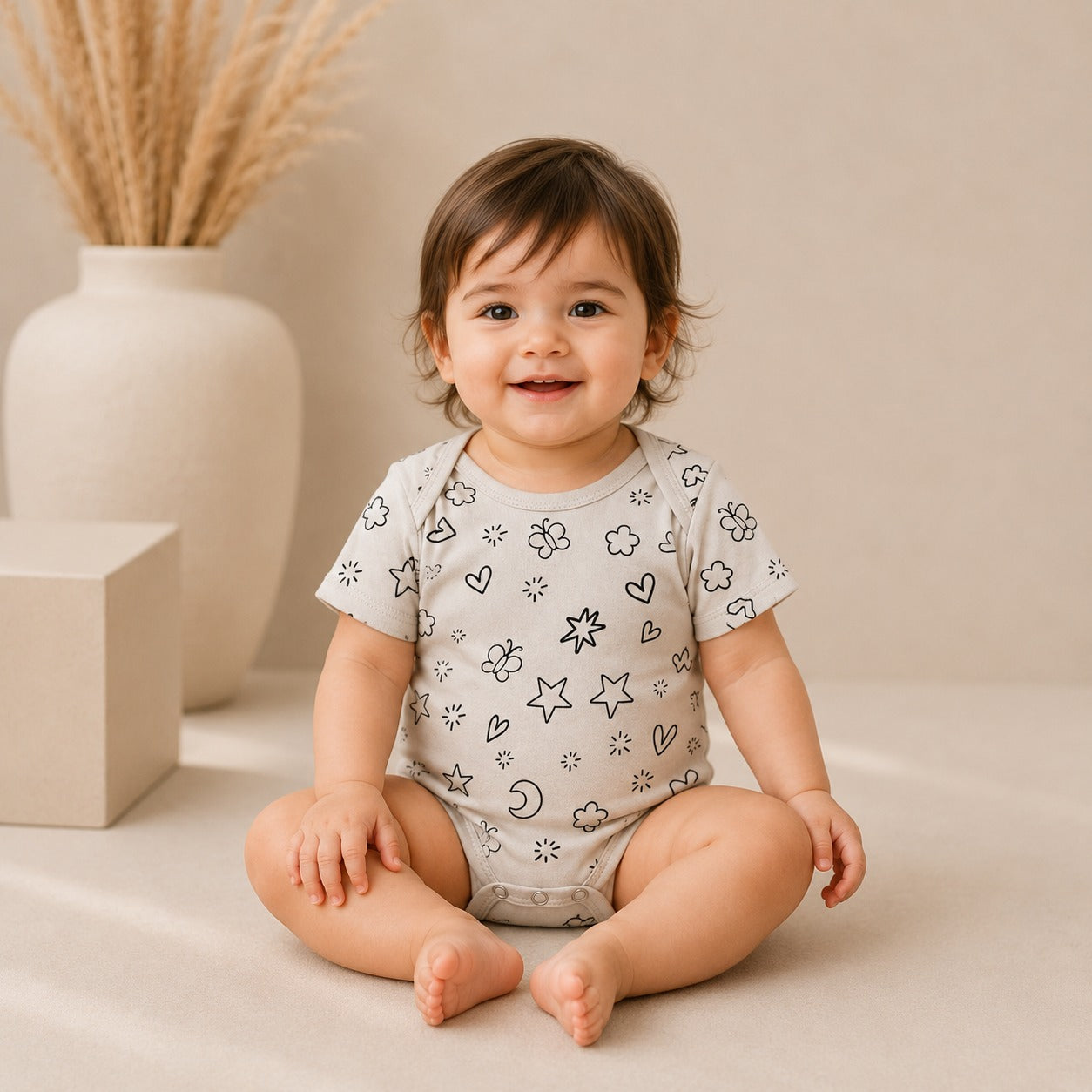 Baby Girls Printed Romper – Soft Jersey Fabric
