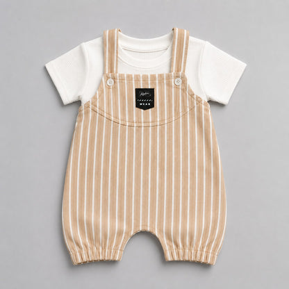 2 Pcs Baby Boy Romper Set with White T-Shirt – china Imported Fabric