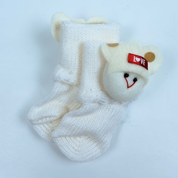 Charming White Knitted Infant Socks (007)