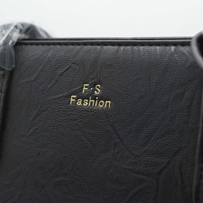 Classic Black Textured Handbag for Women