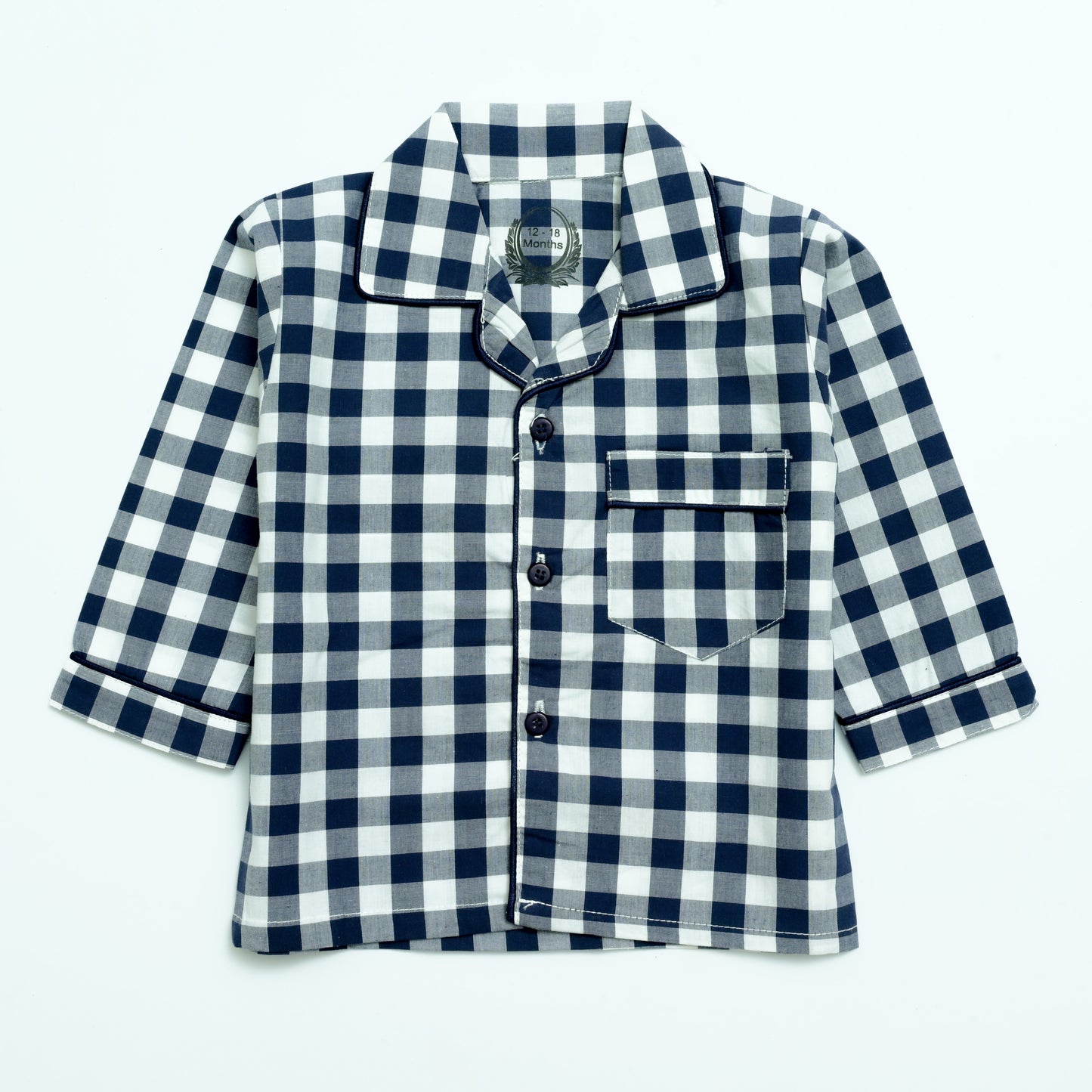 Classic Navy Checkered Boys Night Suit