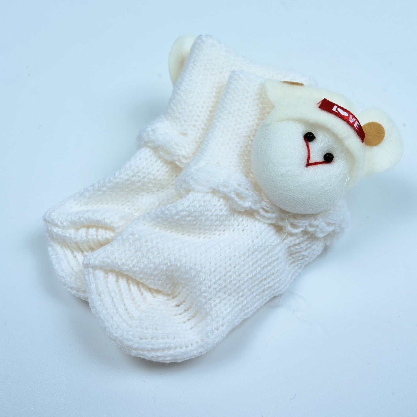 Charming White Knitted Infant Socks (007)