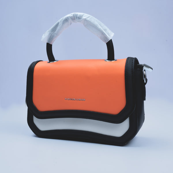 Stylish Leather Bags For Women (Black/Orange/White)