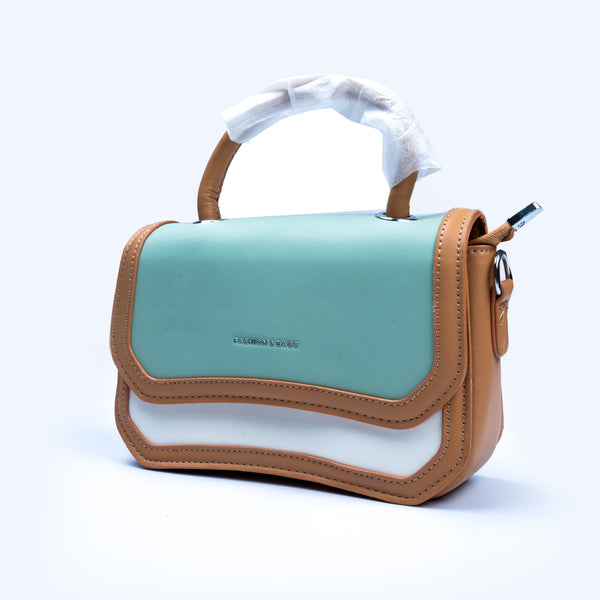 Stylish Leather Bag For Women (Brown/Green/White)