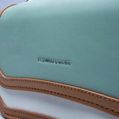 Stylish Leather Bag For Women (Brown/Green/White)