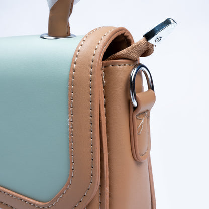 Stylish Leather Bag For Women (Brown/Green/White)