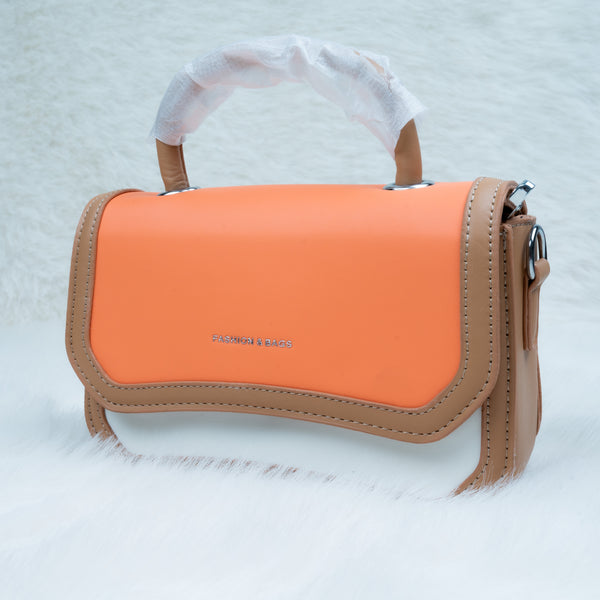 Stylish Leather Bag For Women (Brown/Orange/White)