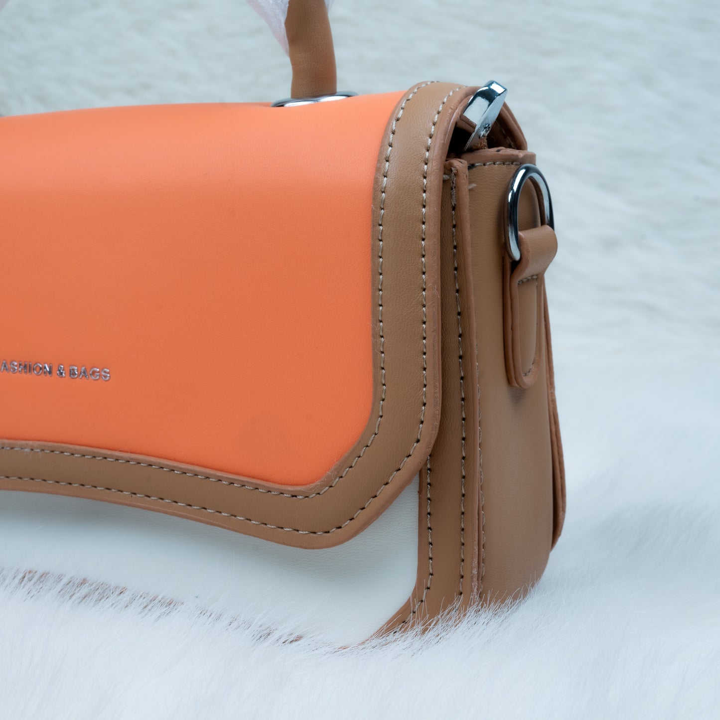 Stylish Leather Bag For Women (Brown/Orange/White)