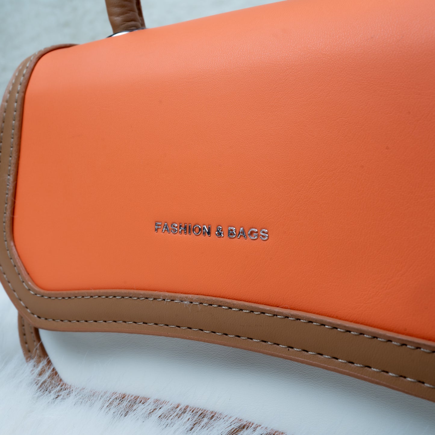 Stylish Leather Bag For Women (Brown/Orange/White)