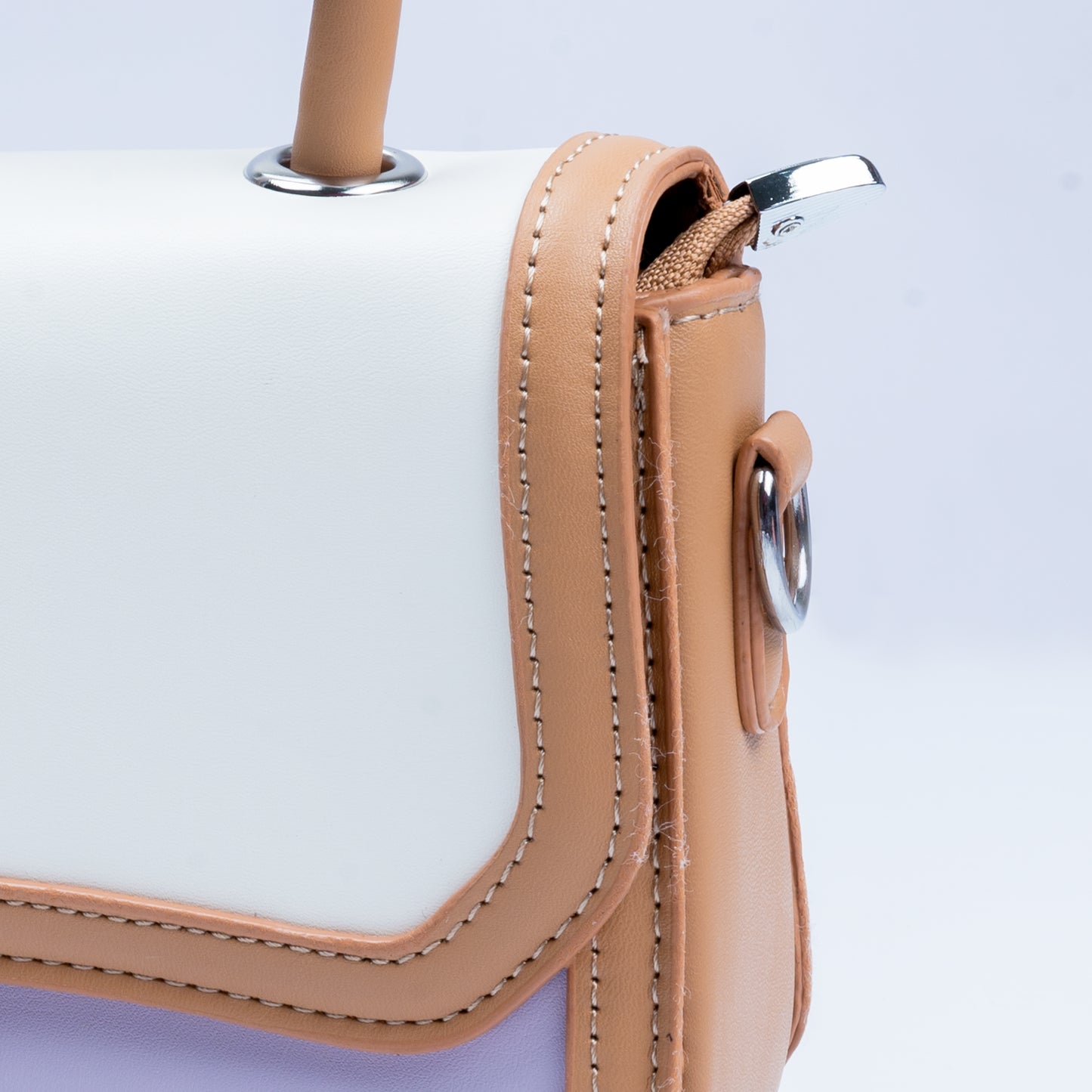 Stylish Leather Bags For Women (Brown/White/Purple)