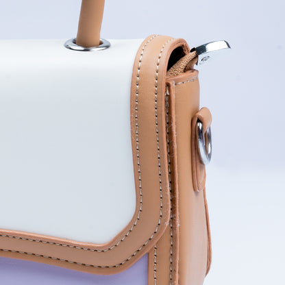 Stylish Leather Bags For Women (Brown/White/Purple)