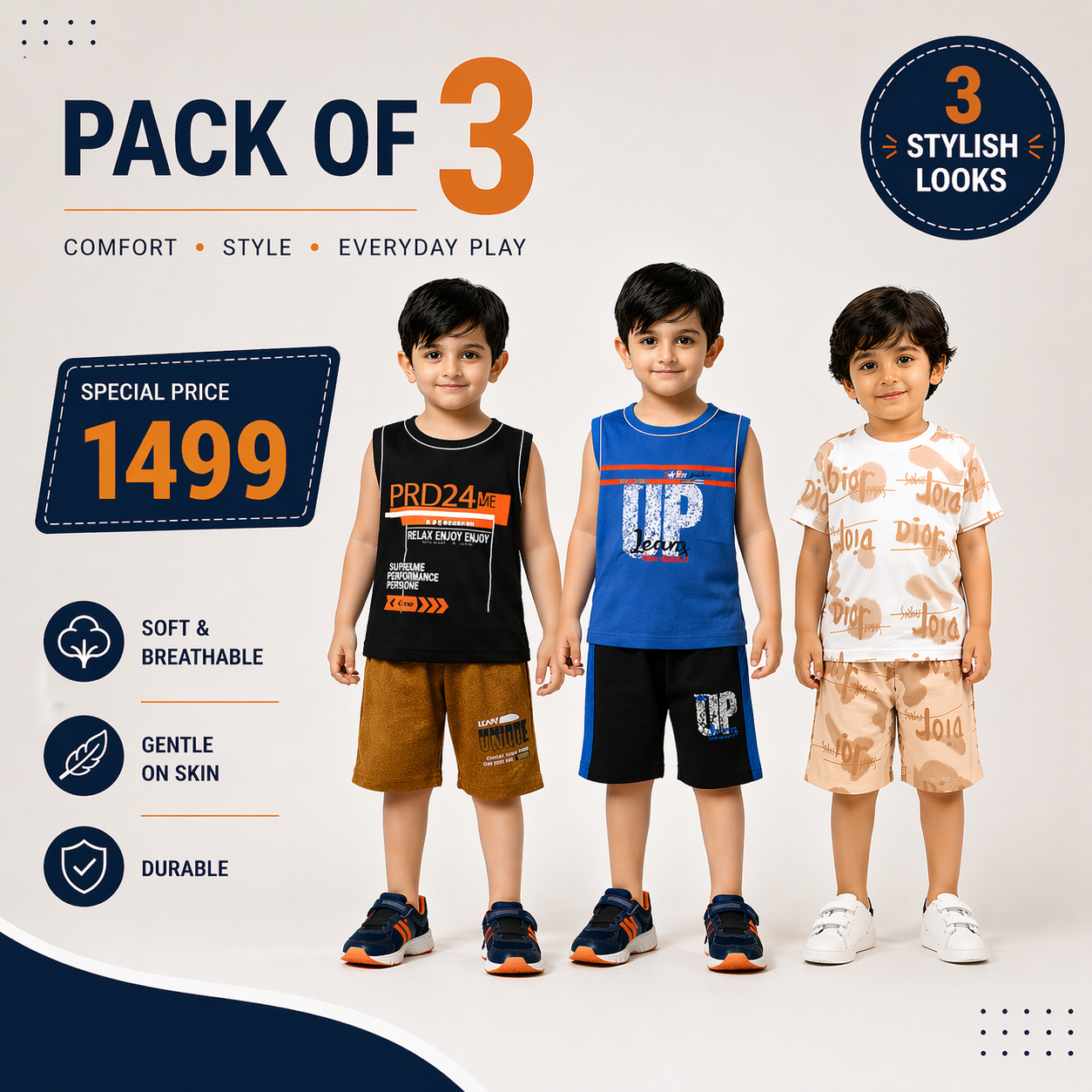 Boys Pack of 3 Suit Set (JB-EB12)