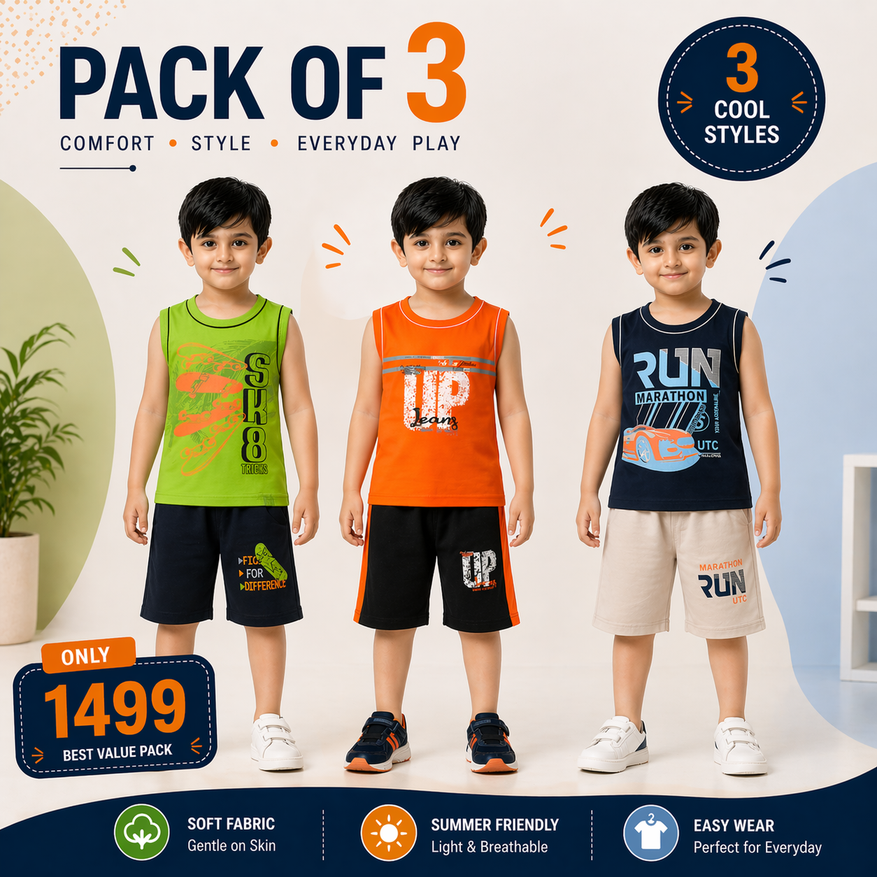 Boys Pack of 3 Suit Set (JB-EB13)