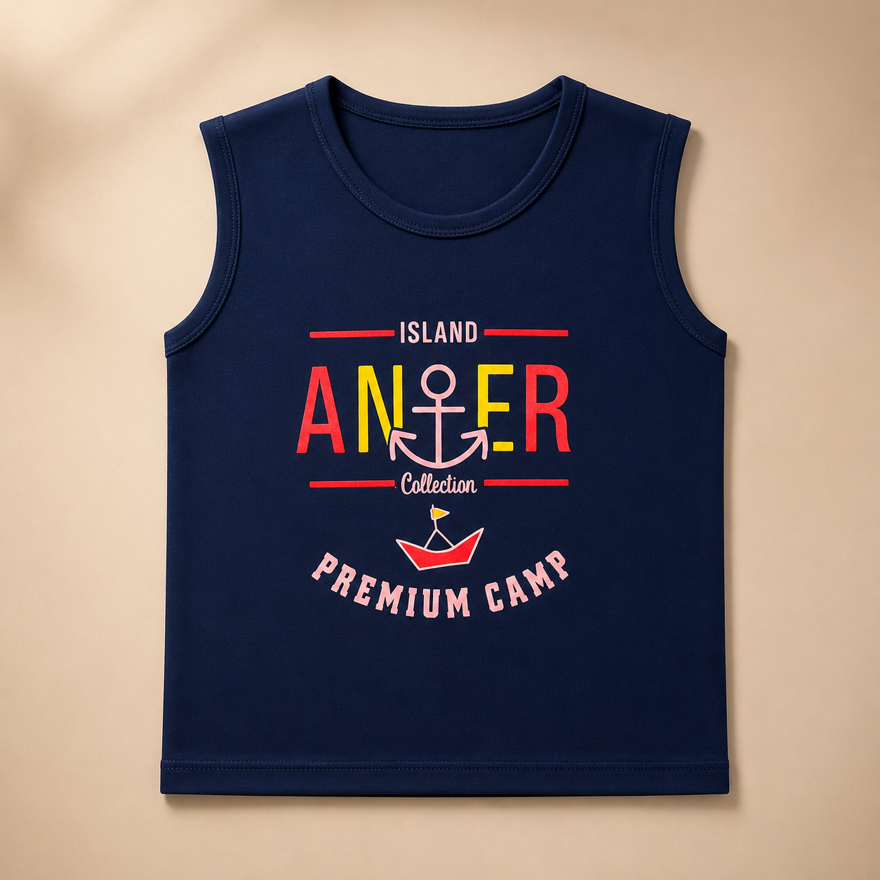 Boys Premium Cotton Sleeveless Summer Tank Top – Anchor Print Casual Wear