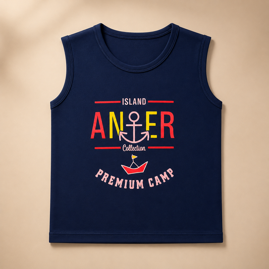 Boys Premium Cotton Sleeveless Summer Tank Top – Anchor Print Casual Wear
