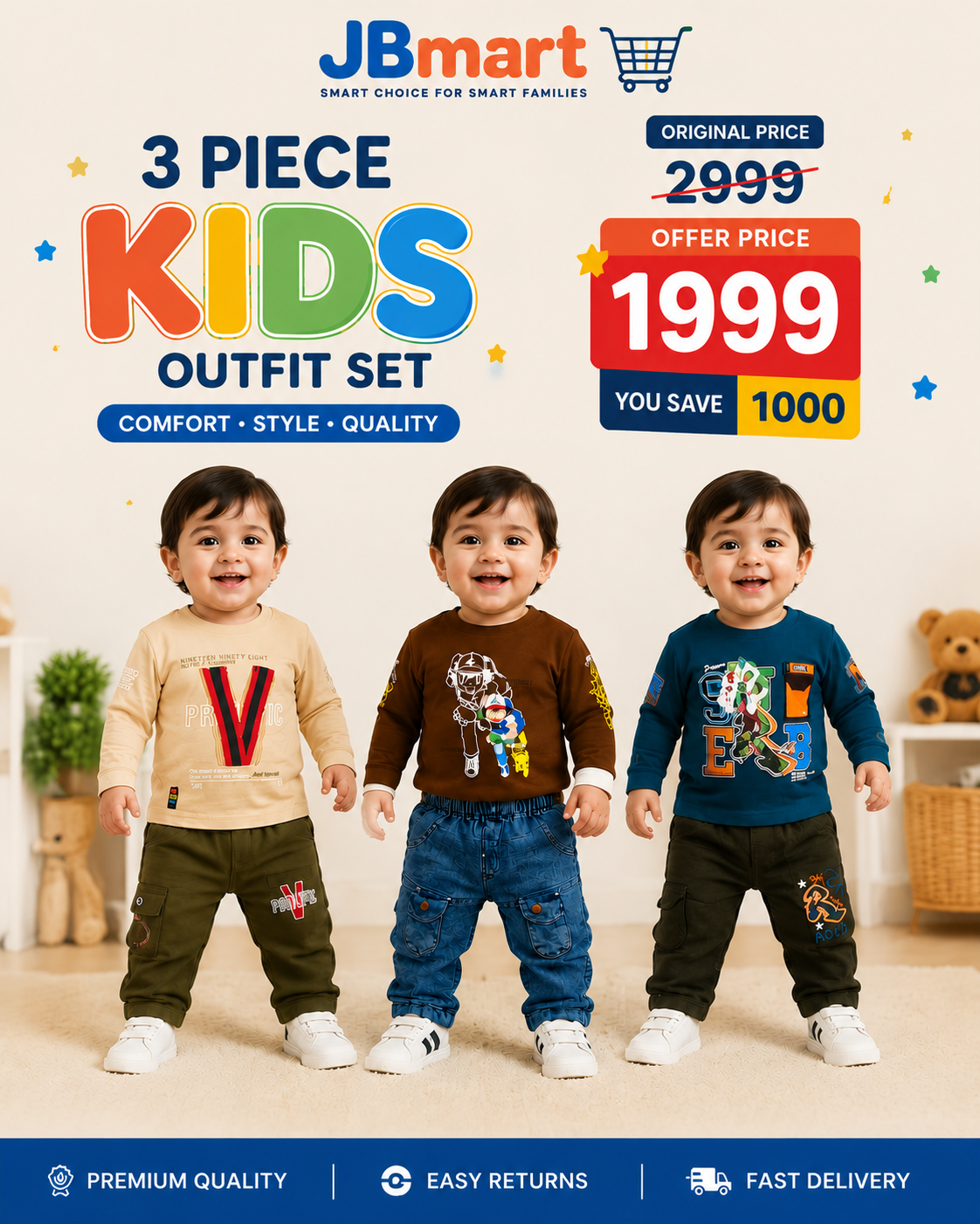 3 Piece Kids Outfit Set | Stylish Winter Wear for Baby Boys 02