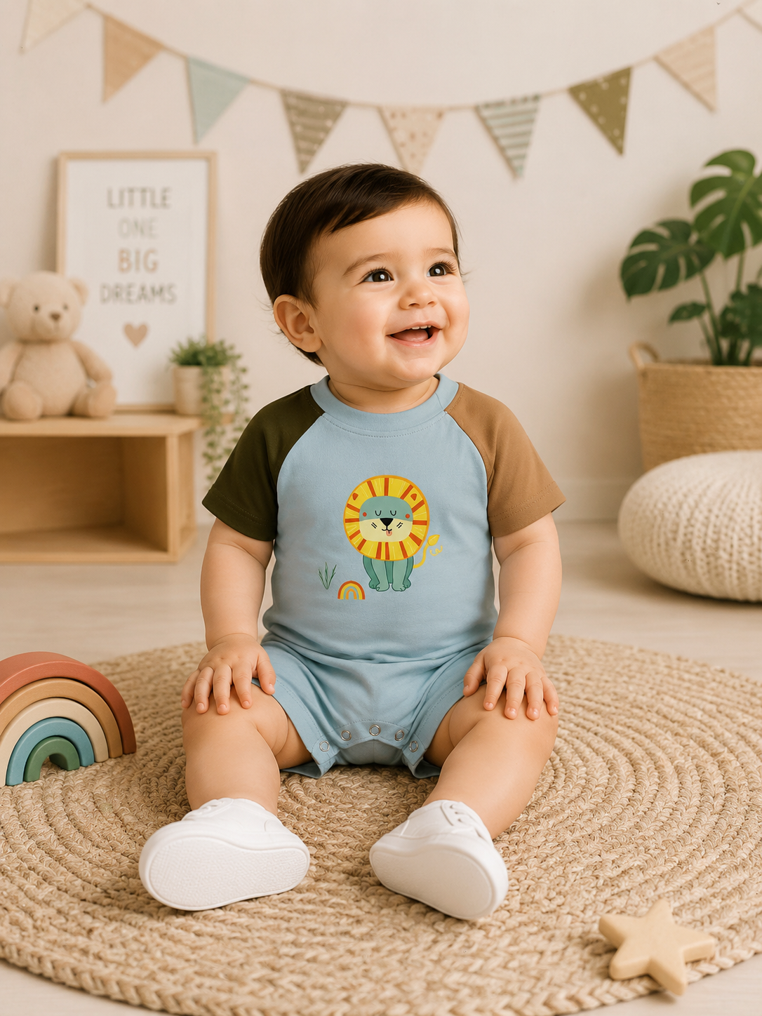 Premium Baby Lion Romper – Soft Cotton Half Sleeve Jumpsuit for Boys & Girls 06