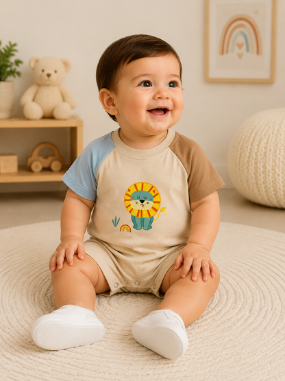Premium Baby Lion Romper – Soft Cotton Half Sleeve Jumpsuit for Boys & Girls 06