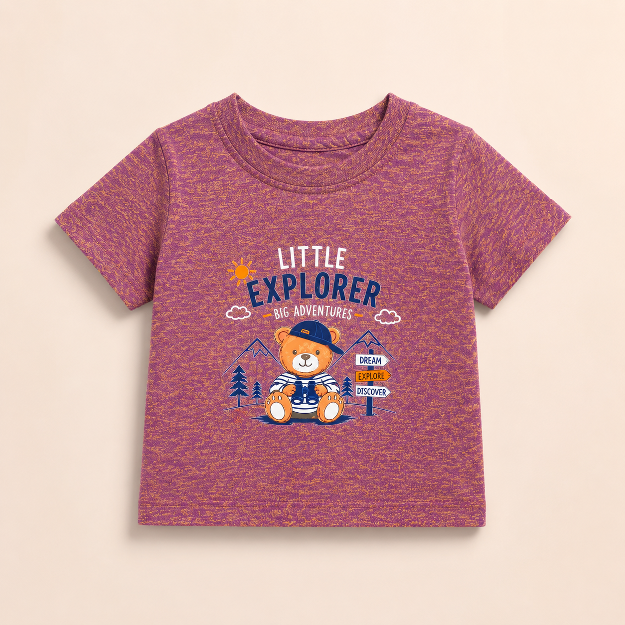 Little Explorer Baby Boys T-Shirt | Cute Bear Graphic Cotton Tee | Soft Summer Top