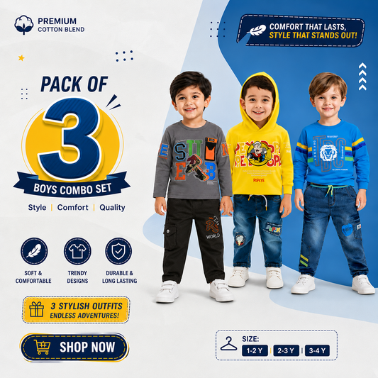 Premium Boys Clothing Bundle Pack of 3 – Comfortable Everyday Wear for Kids