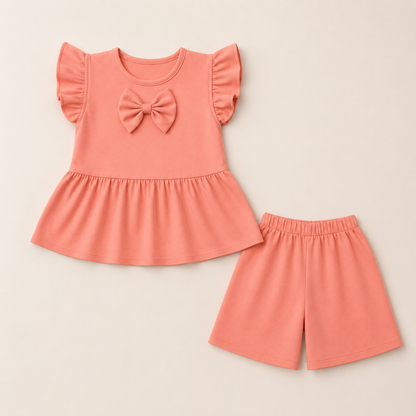 Girls Summer Peplum Top & Shorts Set EG-164