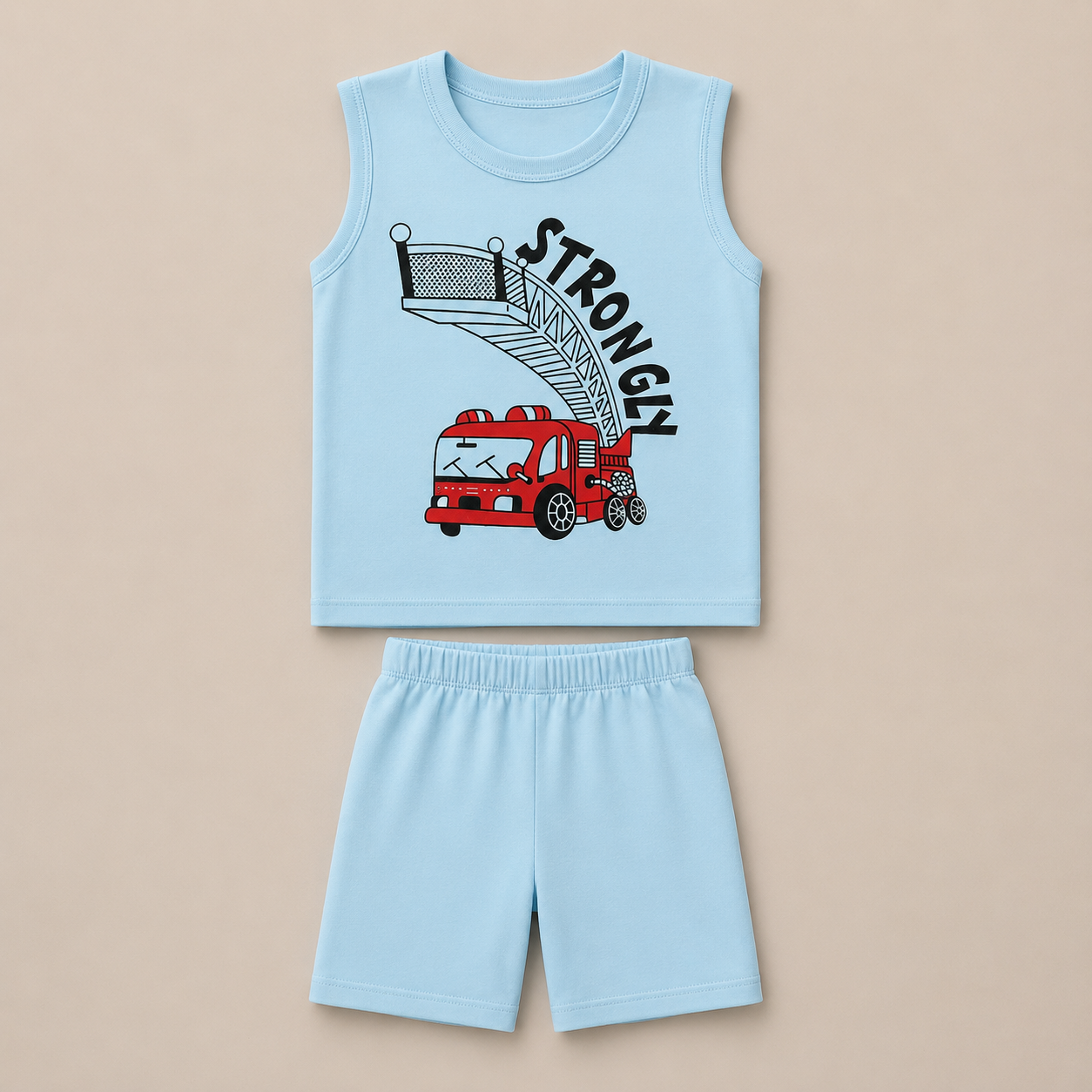 Kids Fire Truck Sleeveless Summer Co-Ord Set EB-280