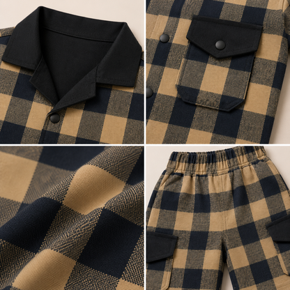 Boys Red & Black Checkered Co-Ord Set –  JB-(EB271)