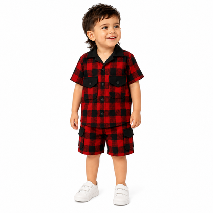 Boys Red & Black Checkered Co-Ord Set –  JB-(EB271)