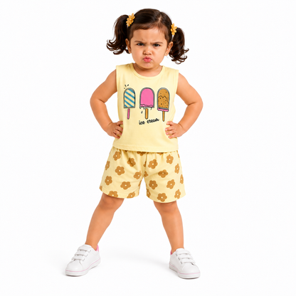 Girls Ice Cream Print Summer Co-ord Set