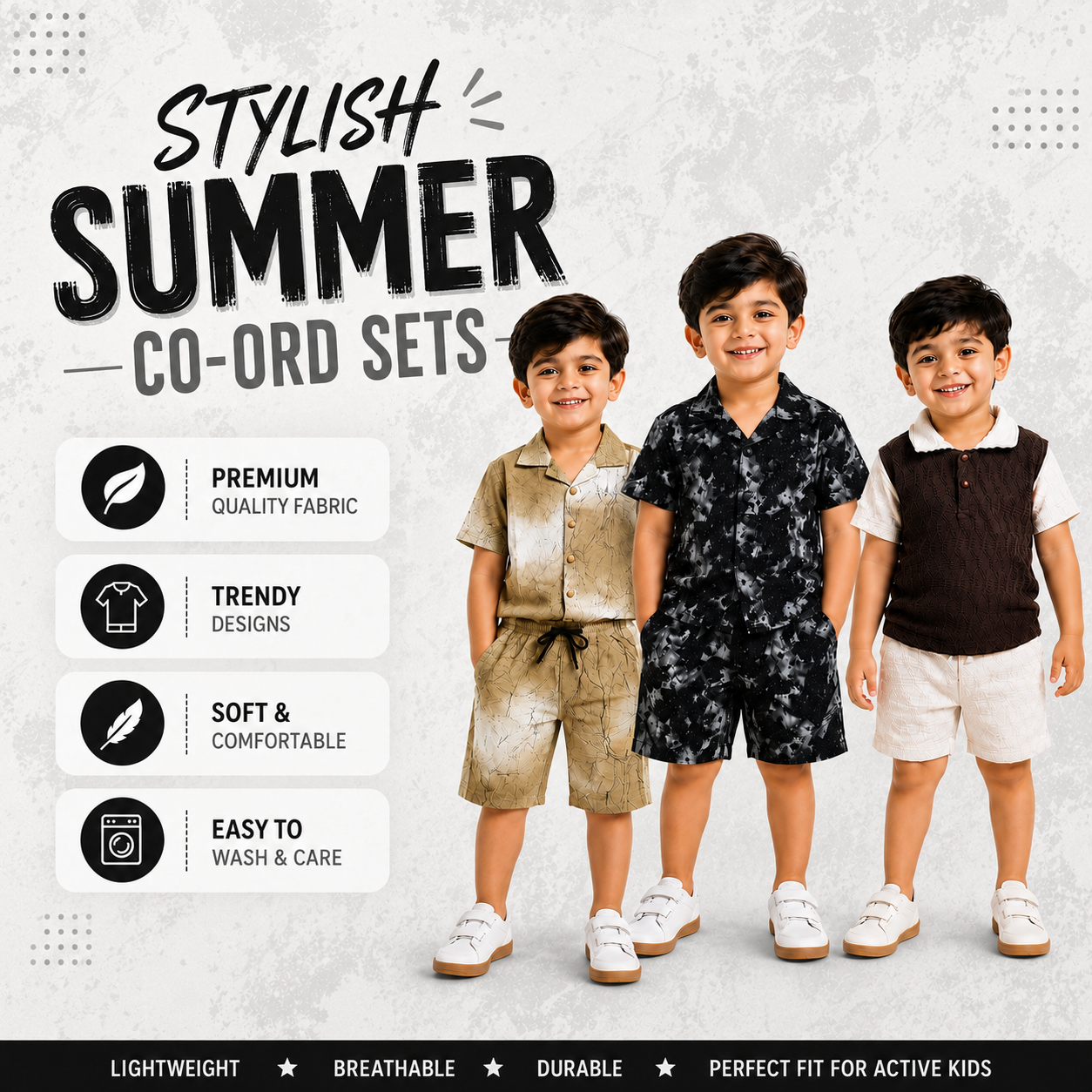 Multi Colors Stylish Summer Co-Ord Sets for Boys