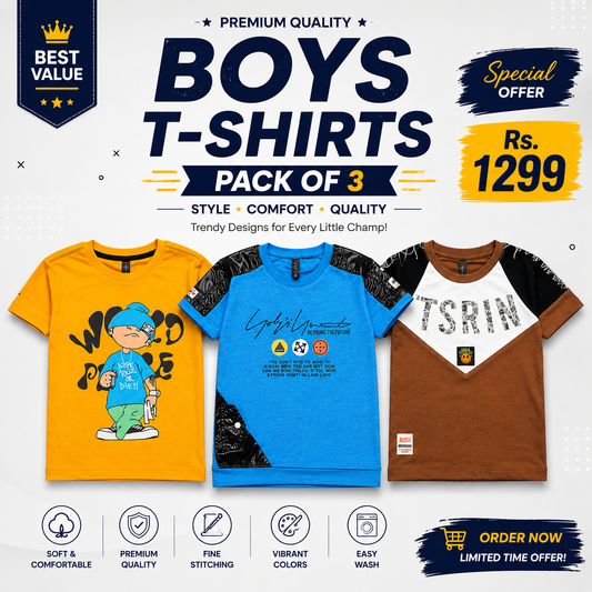 Boys Summer T-Shirts Pack Of 3