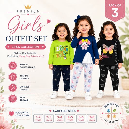 Stylish Girls Pack Of 3 Set (Multicolors)