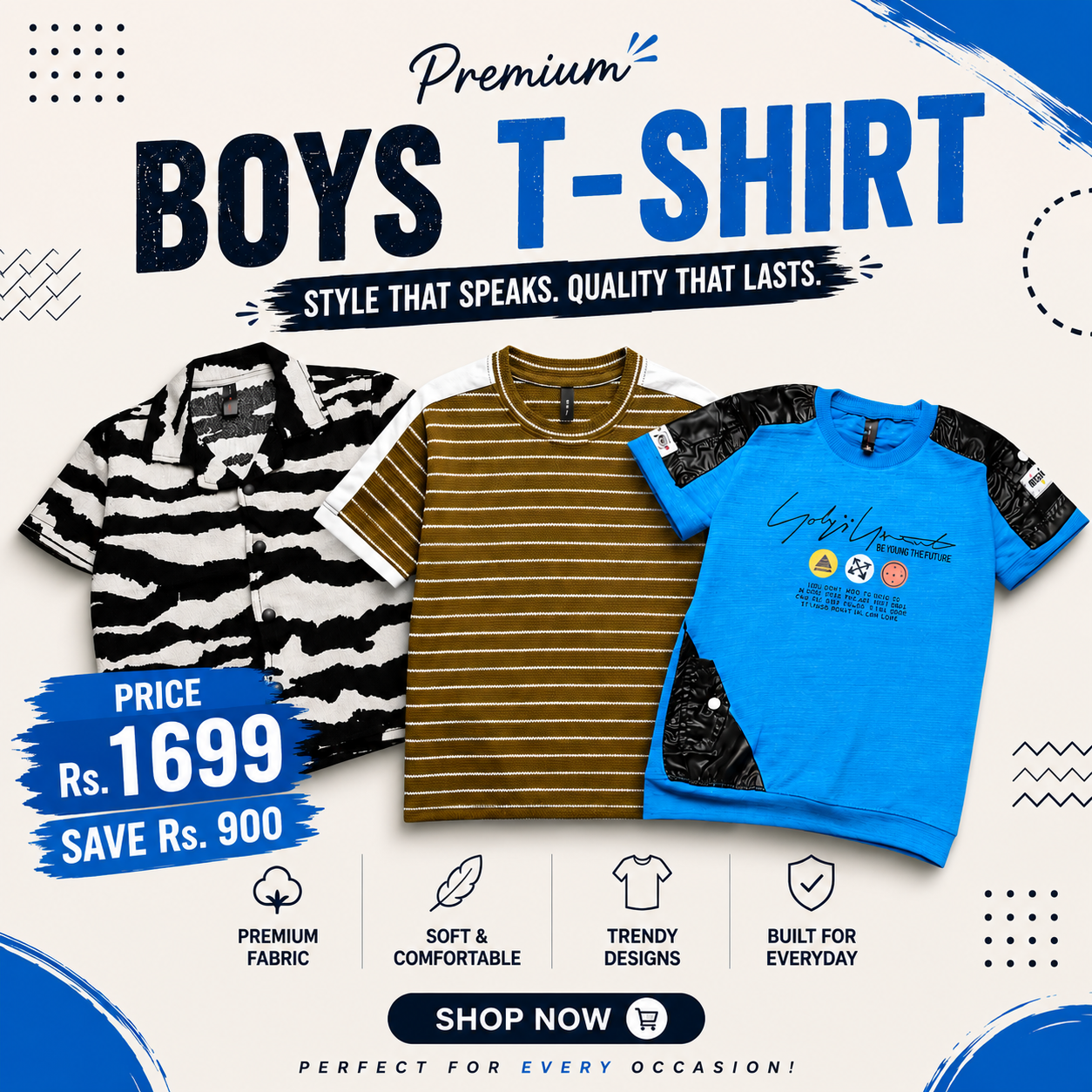 Boys Premium Casual T-Shirt Summer Collection Soft Cotton Trendy Kids Wear