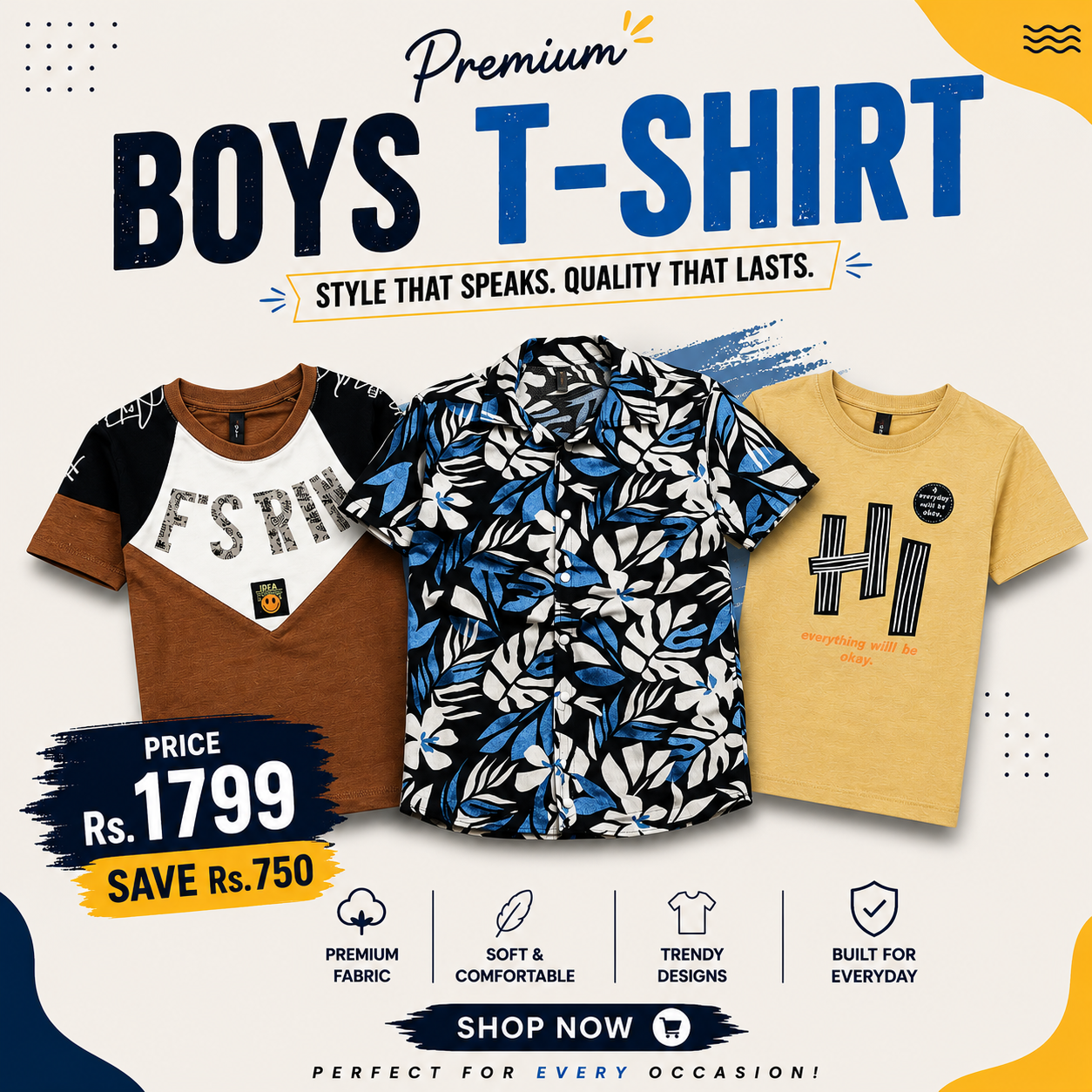 Boys Premium Casual T-Shirt Summer Collection Soft Cotton Trendy Kids Wear
