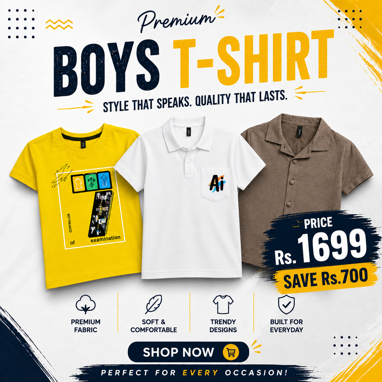 Boys Premium Casual T-Shirt Summer Collection Soft Cotton Trendy Kids Wear