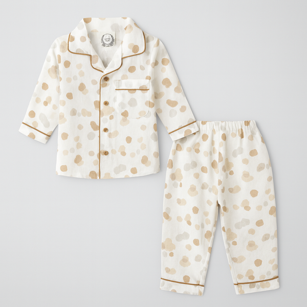 Beige Polka Dot Boys’ Cotton Night Suit