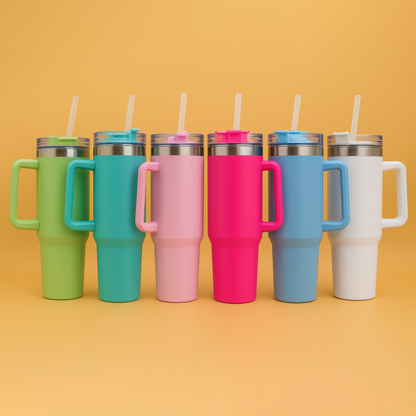 Premium Stainless Steel Handle Tumbler (With Straw & Lid)